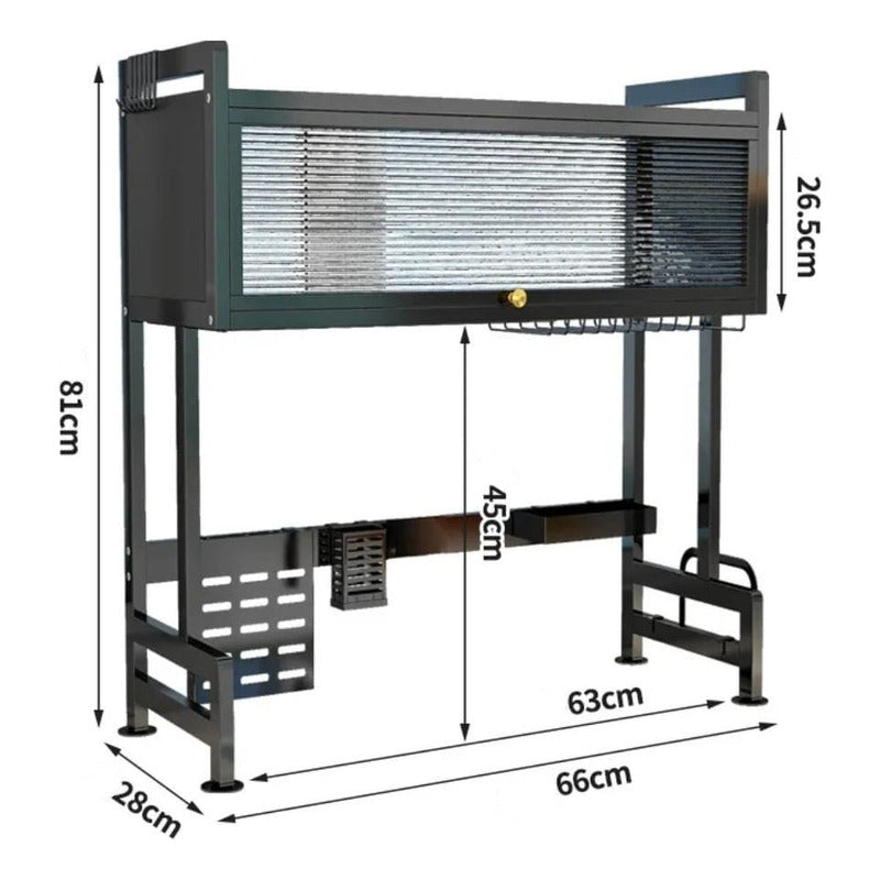Escurridor De Platos Acero Inoxidable Con Tapa Aereo Negro