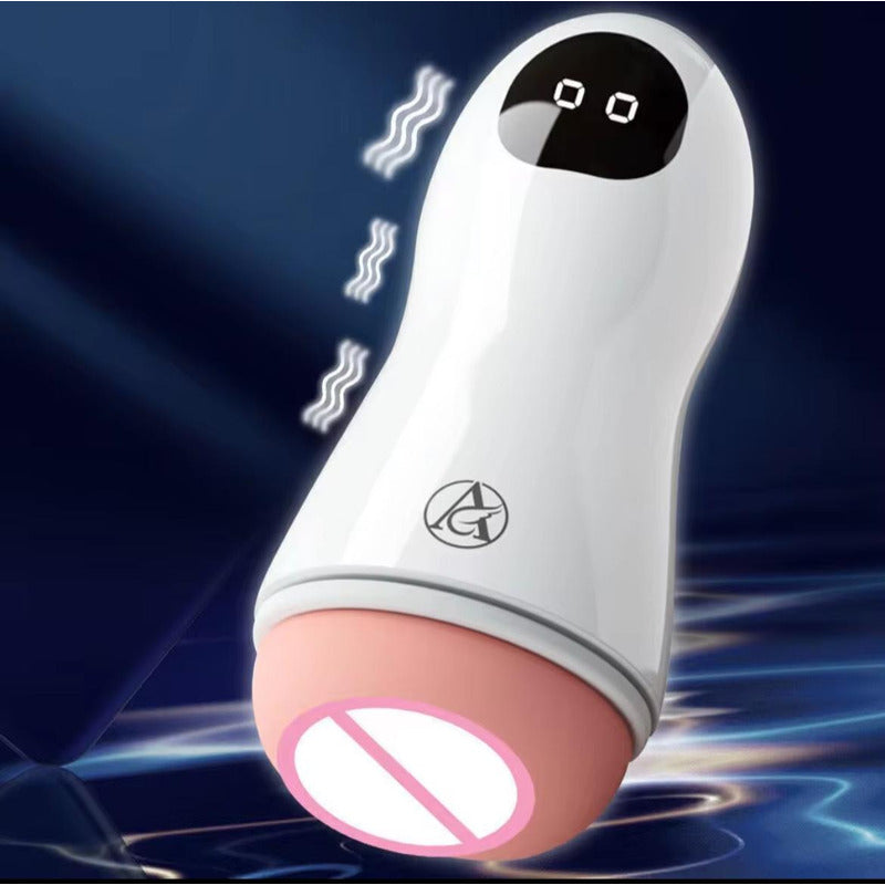 Consolador Masculino Vagina De Silicona Con Vibrador Lavable Blanco