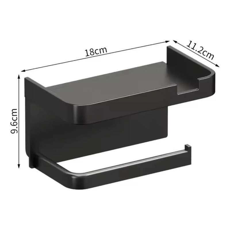 Porta Papel Higiénico Soporte Portarrollos Con Base Celular Negro