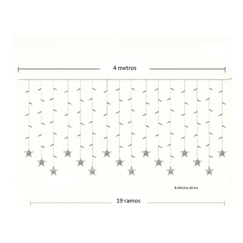 Guirnalda Luz Estrellas Led 4m Con 19 Ramos Luces Hogar Cálida