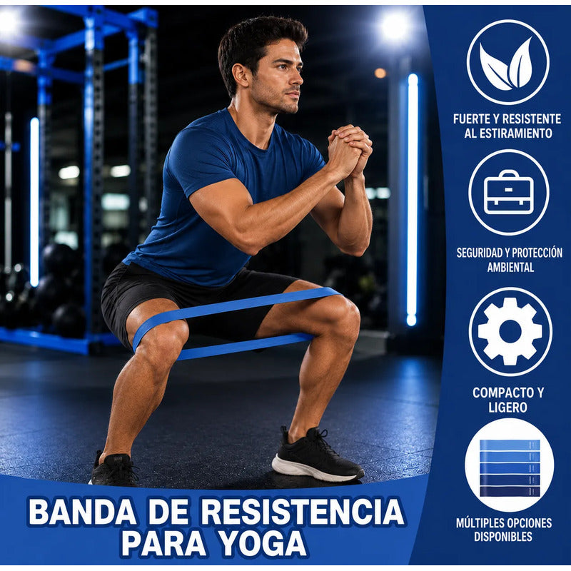 Set 5 Bandas Elásticas De Resistencia Fitness Con Bolso Azul
