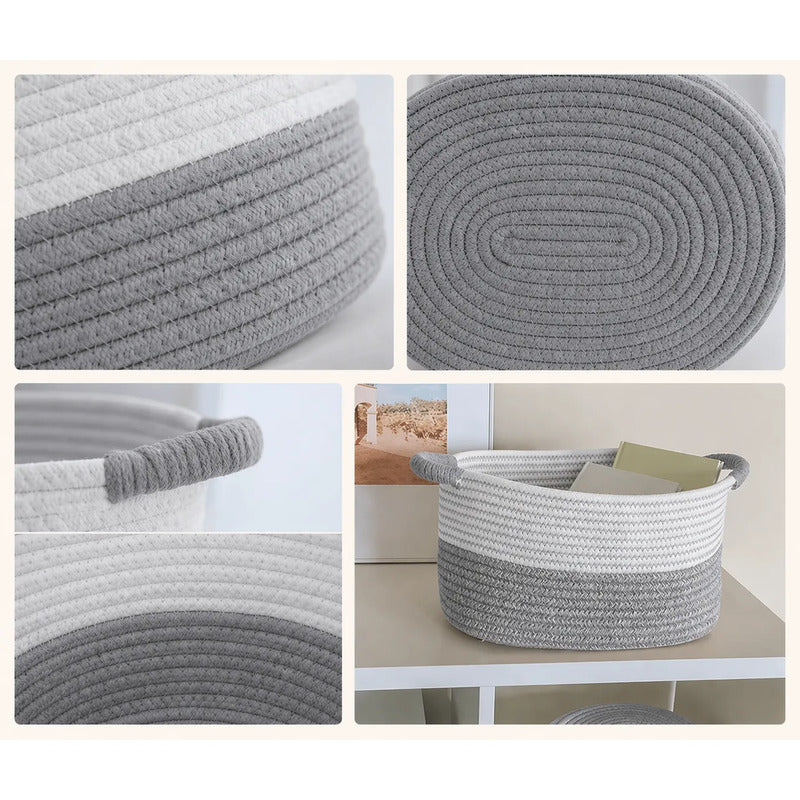 Canasto Organizador X3 Unidades Cesto Para Hogar Decoración Gris