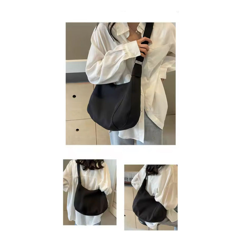 Bolso Dama Cartera Mujer Cruzada Grande Casual Urbana Moda Beige Lisa