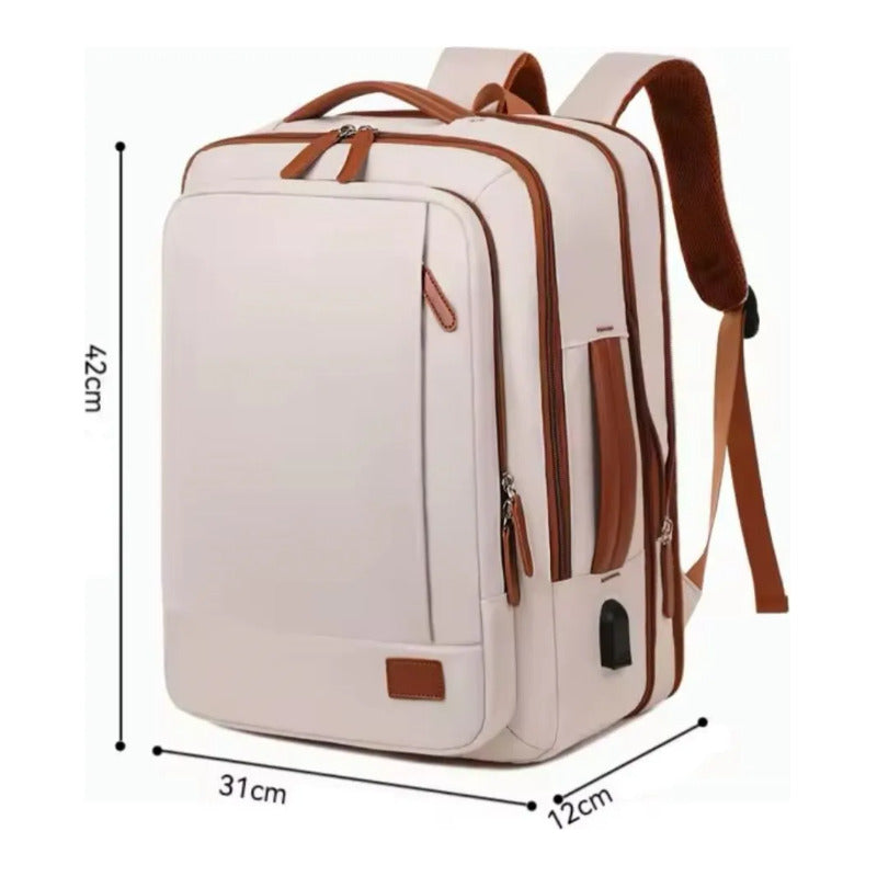 Mochila Antirrobo Usb Expansible Impermeable Trabajo Escolar Celeste