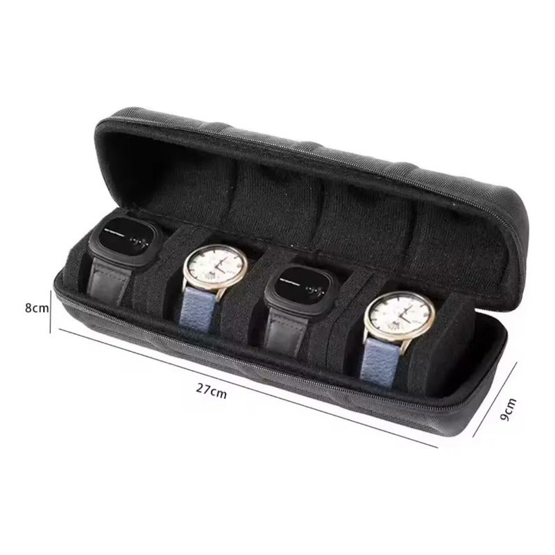 Estuche Organizador Relojes 4 Divisiones Rígido Negro Modern Negro