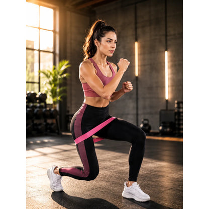 Set 5 Bandas Elásticas De Resistencia Fitness Con Bolso Rosa