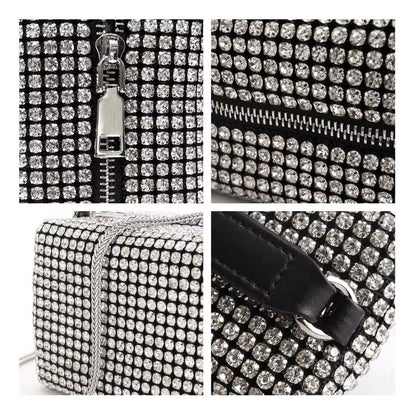 Cartera De Mano Brillos Negra Elegante Fiesta Mujer Noche Negro