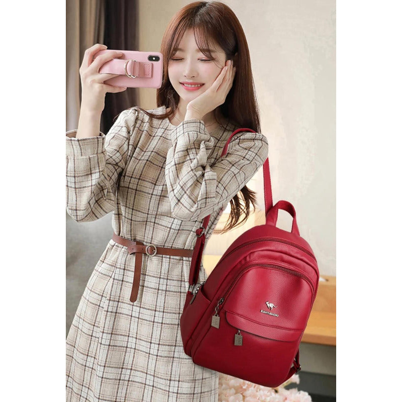 Mochila De Mujer Casual Dama Eco Cuero Cuerina Antirrobo C2