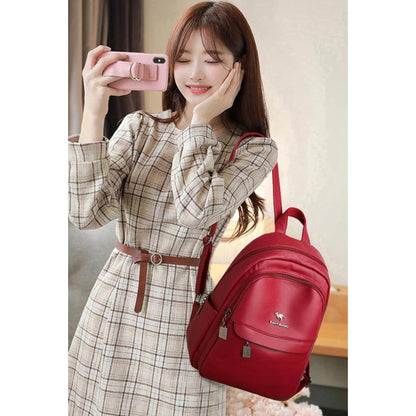 Mochila De Mujer Casual Dama Eco Cuero Cuerina Antirrobo C2