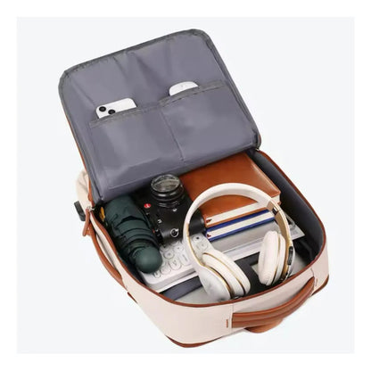 Mochila Antirrobo Usb Expansible Impermeable Trabajo Escolar Celeste