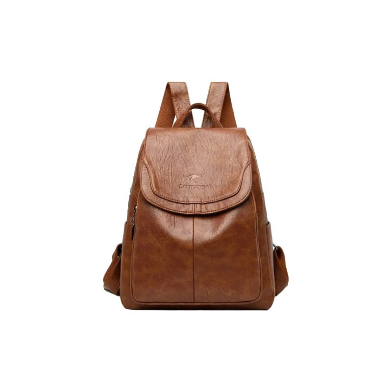 Mochila Dama Bolso Mujer Cuerina Eco Cuero Bolsillo Solapac3