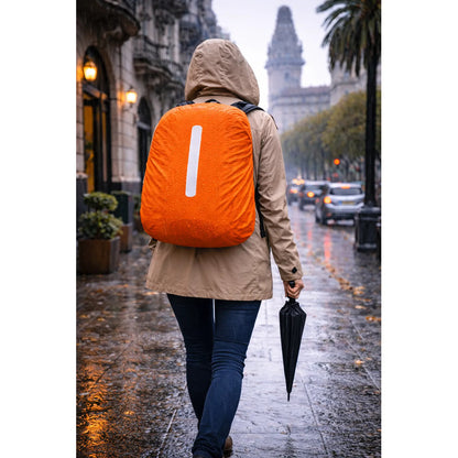 Funda Protectora Impermeable Para Mochila 55lts Reflectante Naranja Liso