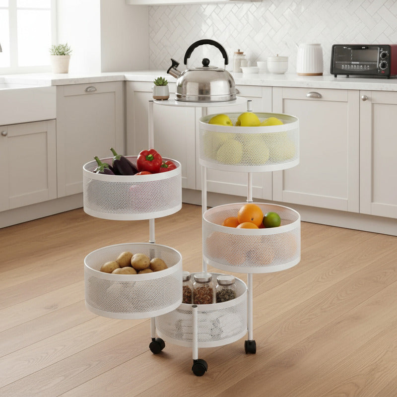 Carro Organizador 5 Estantes Con Ruedas Canastos Cocina Baño