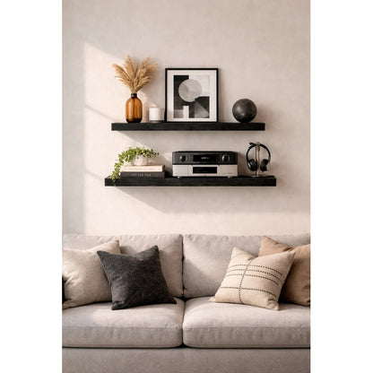 Estante Flotante De Madera Repisa X2 Und Decoracion Pared Negro