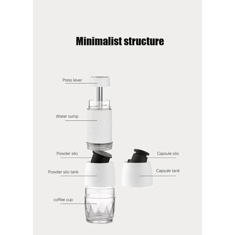 Cafetera Manual Portátil Para Cápsula Molido Y Expreso 80ml