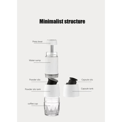 Cafetera Manual Portátil Para Cápsula Molido Y Expreso 80ml