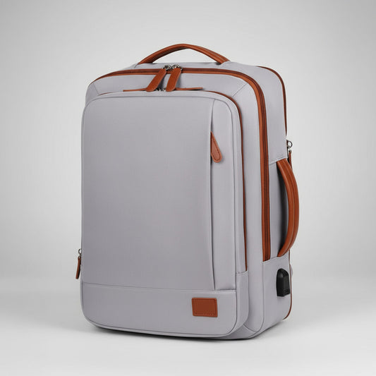 Mochila Antirrobo Usb Expansible Impermeable Trabajo Escolar Gris