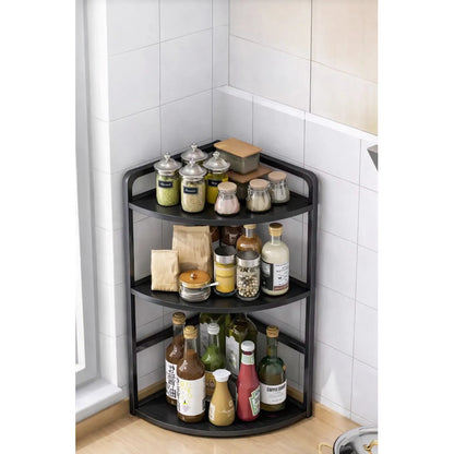 Estante Esquinero Organizador De Cocina 3 Niveles Multiuso Negro