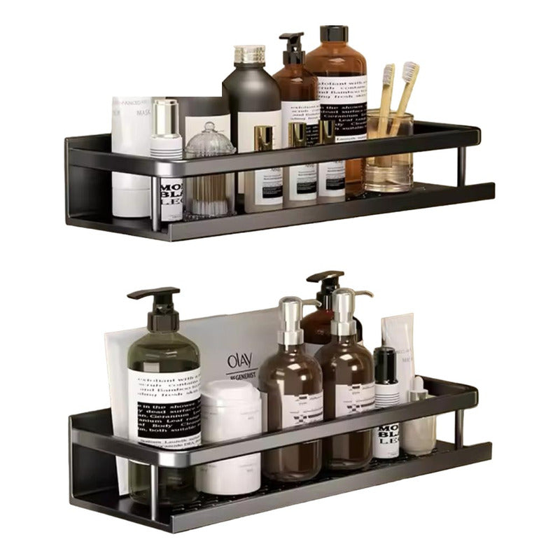 Estante Organizador De Baño Y Cocina Dos Pisos Ducha Repisa Negro