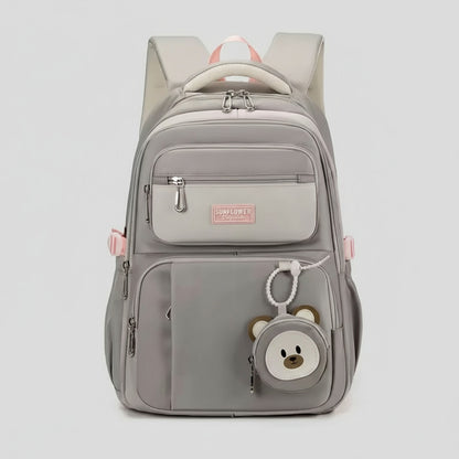 Mochila Escolar Liceal Unisex Grande Impermeable Para Viaje Gris Liso