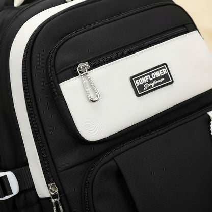 Mochila Escolar Liceal Unisex Grande Impermeable Para Viaje Negro Liso