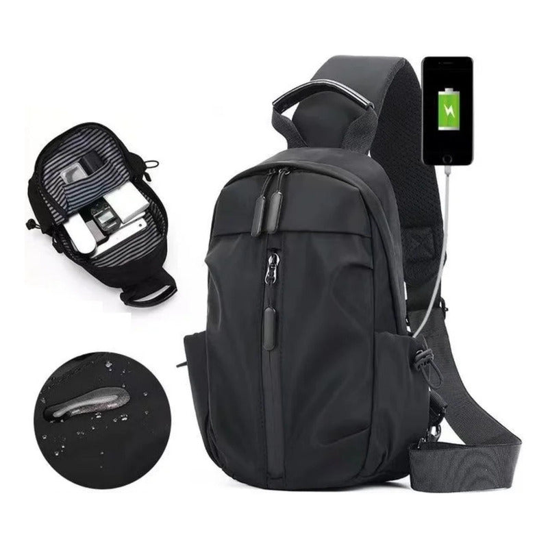 Mochila Bandolera Impermeable Bolso Pecho Cierre Al Medio