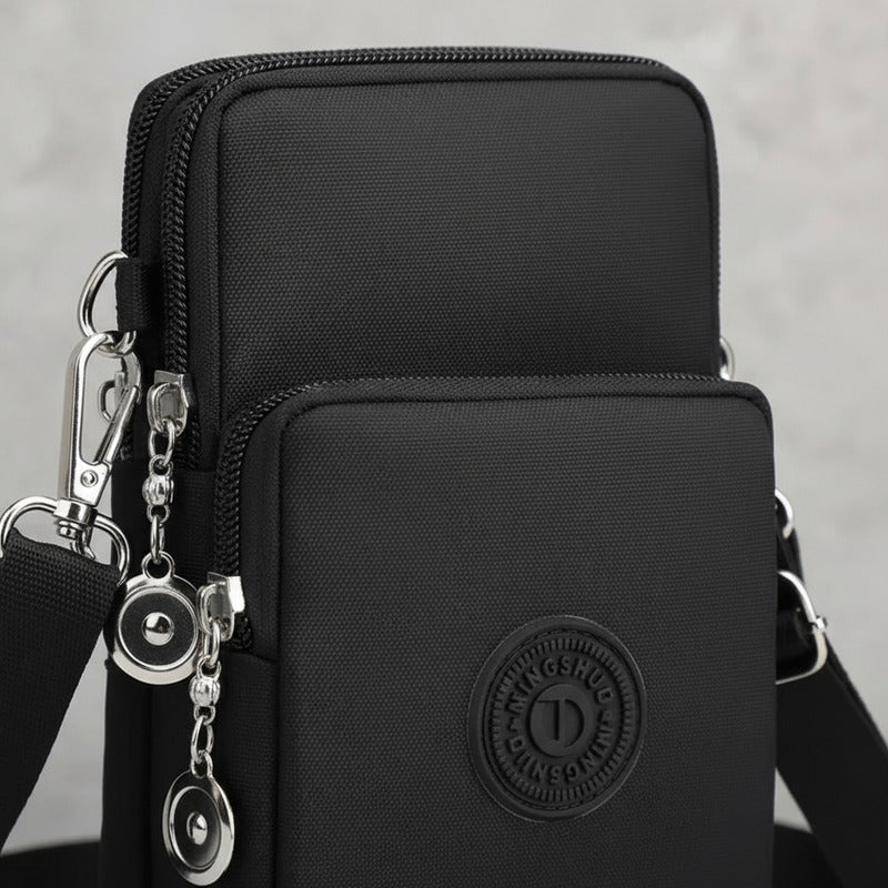 Morral Bandolera Unisex Pequeña Para Celular Varios Colores Negro