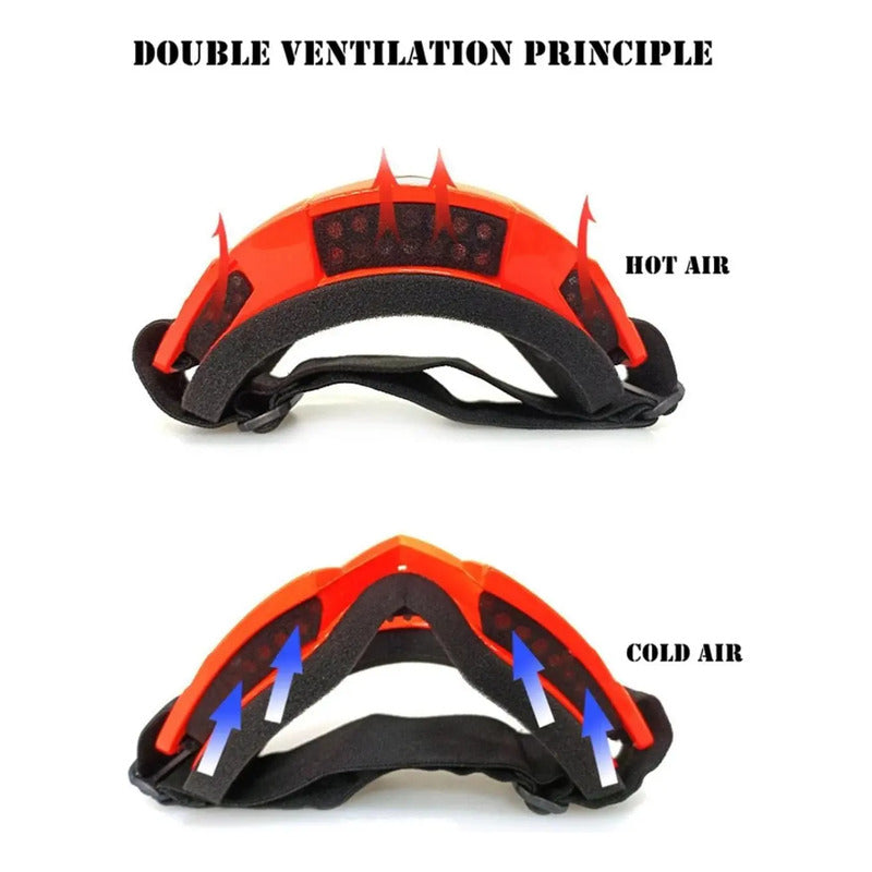 Antiparras Moto Anteojos Motocross Nieve Deporte Premium Negro Tornasolado Azul Unico