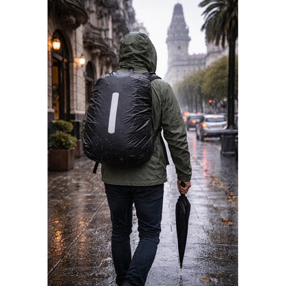 Funda Protectora Impermeable Para Mochila 55lts Reflectante Negro Liso