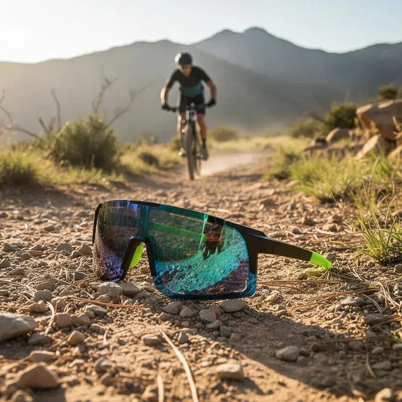 Lentes De Ciclismo Deporte Polarizados Protección Uv Unisex  Tornasolado Verde Y Negro