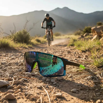 Lentes De Ciclismo Deporte Polarizados Protección Uv Unisex  Tornasolado Verde Y Negro