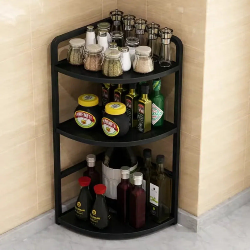Estante Esquinero Organizador De Cocina 3 Niveles Multiuso Negro