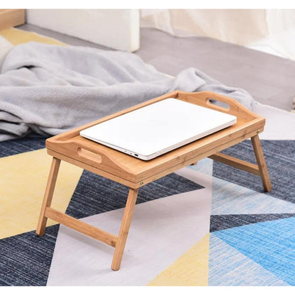 Bandeja Mesa Desayunador De Bambú Patas Plegables 50x30cm Madera