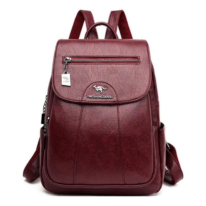 Mochila Eco Cuero Dama Mujer Bolso Impermeable Solapa 2