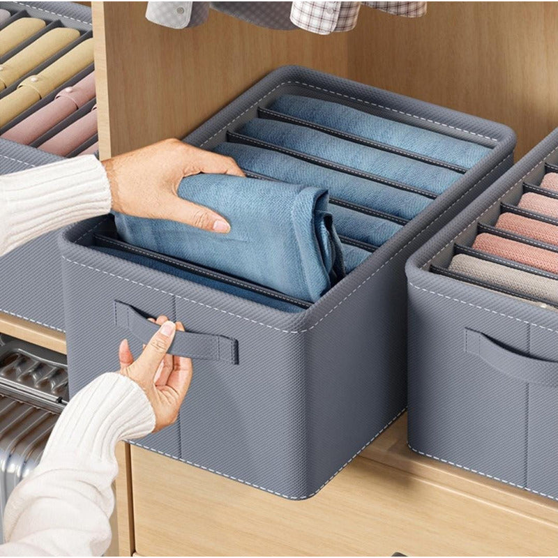 Caja Organizadora Para Ropa 8 Espacios Organizador Ropero Gris