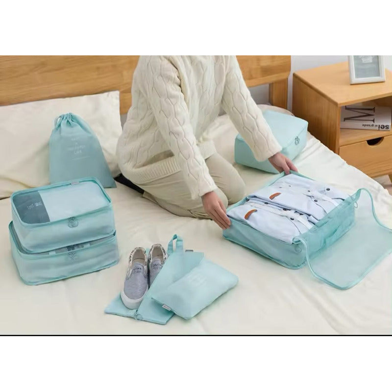 Set Organizador De Viaje 8 Piezas Para Valija Bolsos Ropa