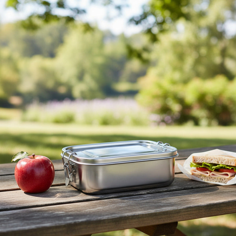 Recipiente Vianda Acero Inoxidable Contenedor Hermético Med Plateado