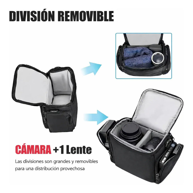 Estuche Para Cámara Bandolera Negra Con División Profesional Negro