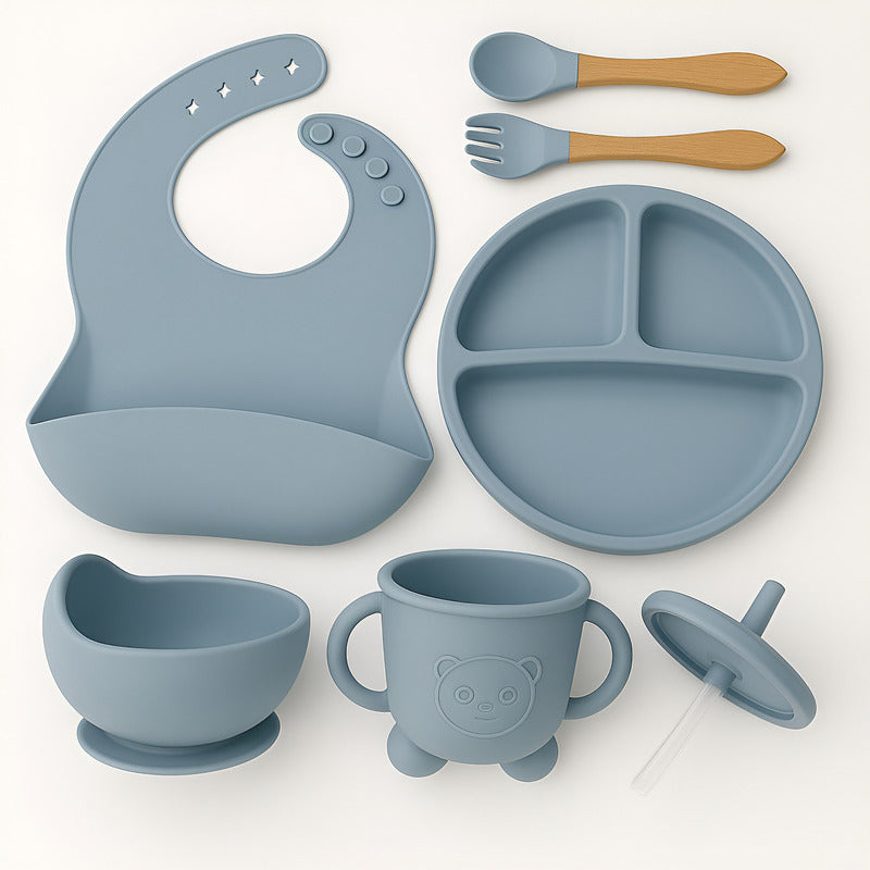 Set De Alimentación Bebe Vajilla De Silicona Varios Colores