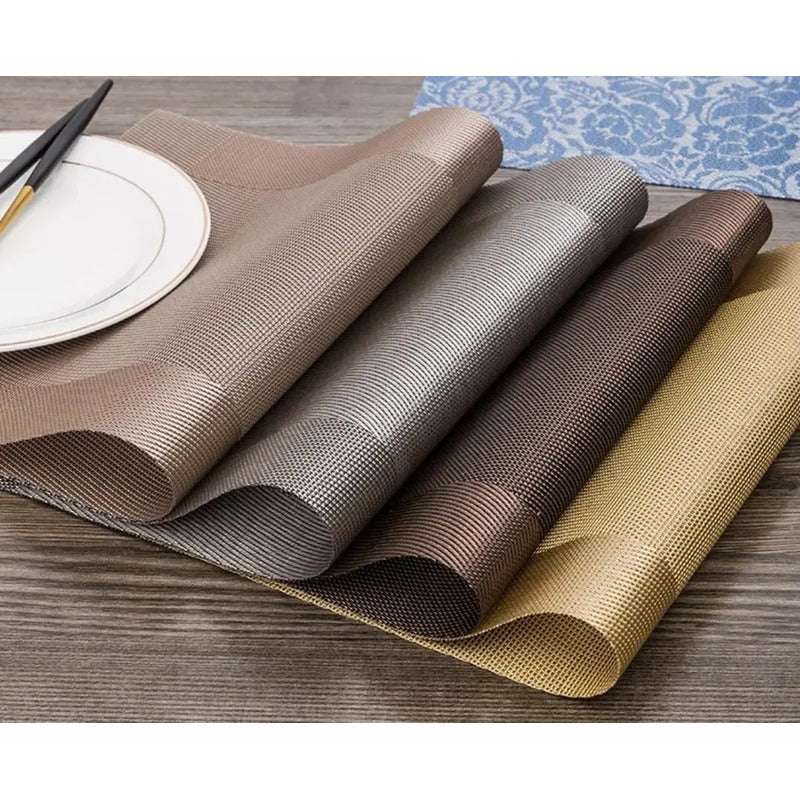 Mantel X4 Und Individual Mesa 45x30cm Antideslizante Marrón Claro Lisa