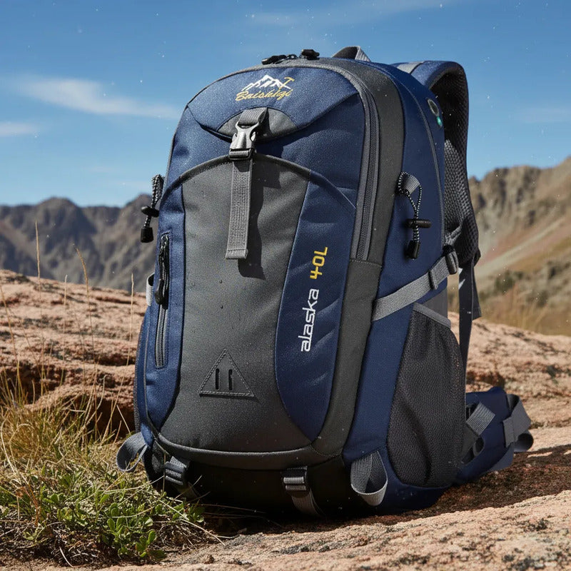 Mochila Deportiva Impermeable Reforzada Camping Trekking 40l Azul Oscuro Liso