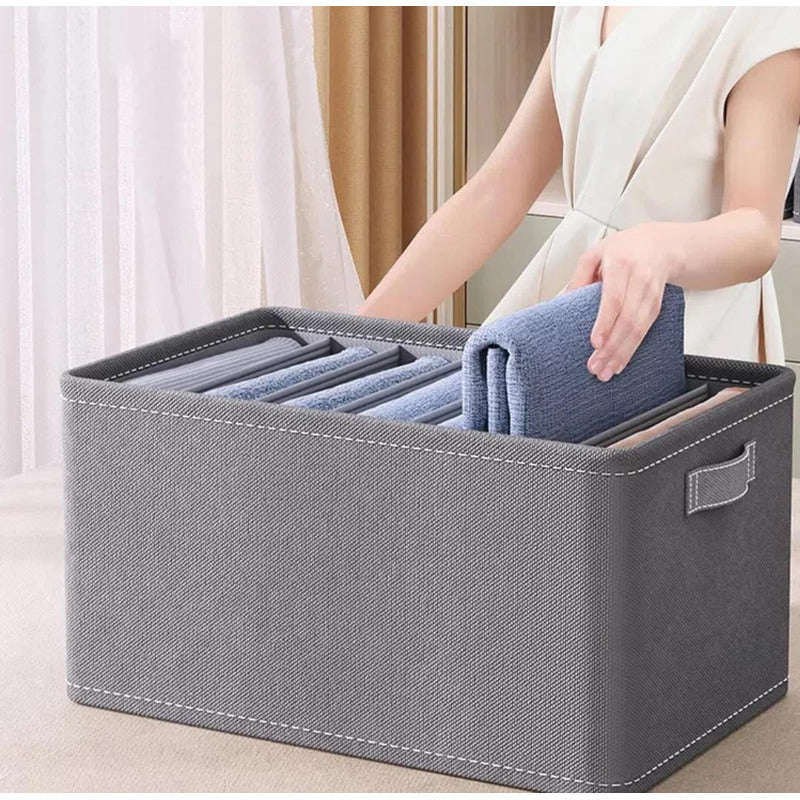 Caja Organizadora Para Ropa 8 Espacios Organizador Ropero Gris