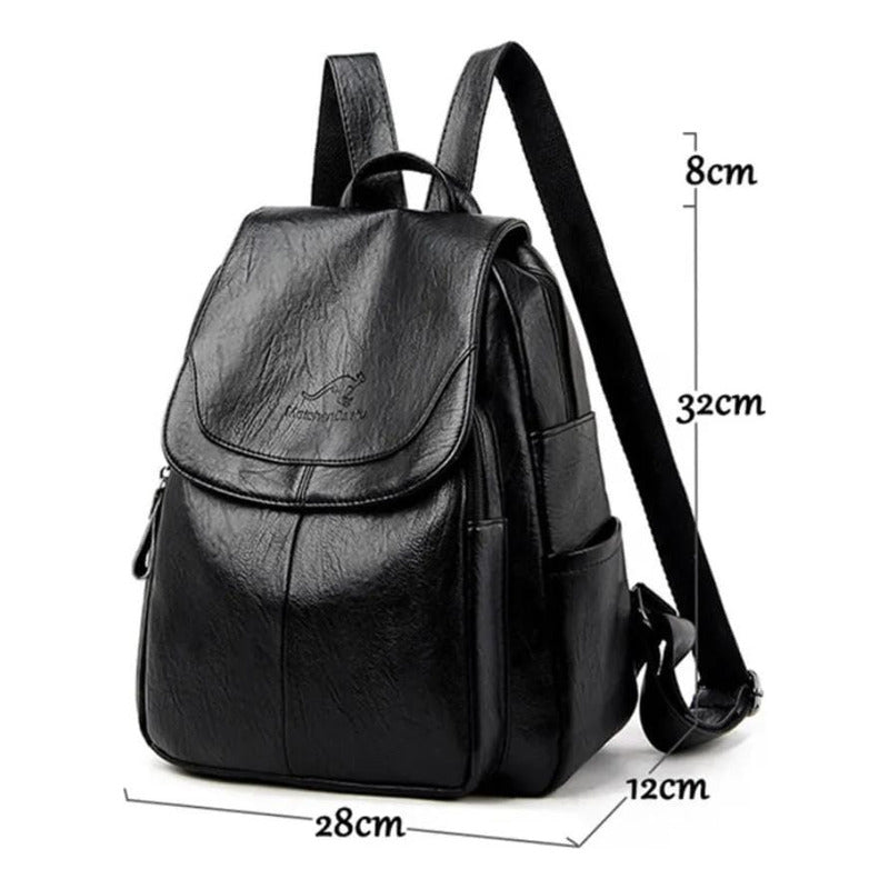 Mochila Dama Bolso Mujer Cuerina Eco Cuero Bolsillo Solapac3