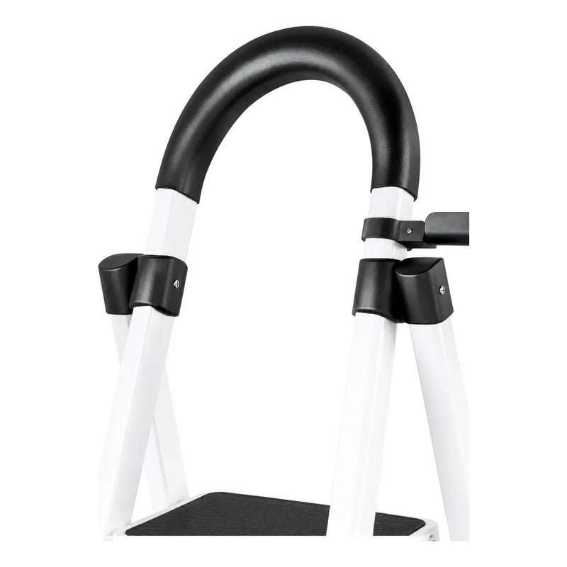Escalera Antideslizante 3 Escalones Plegable Peldaños Anchos Blanco