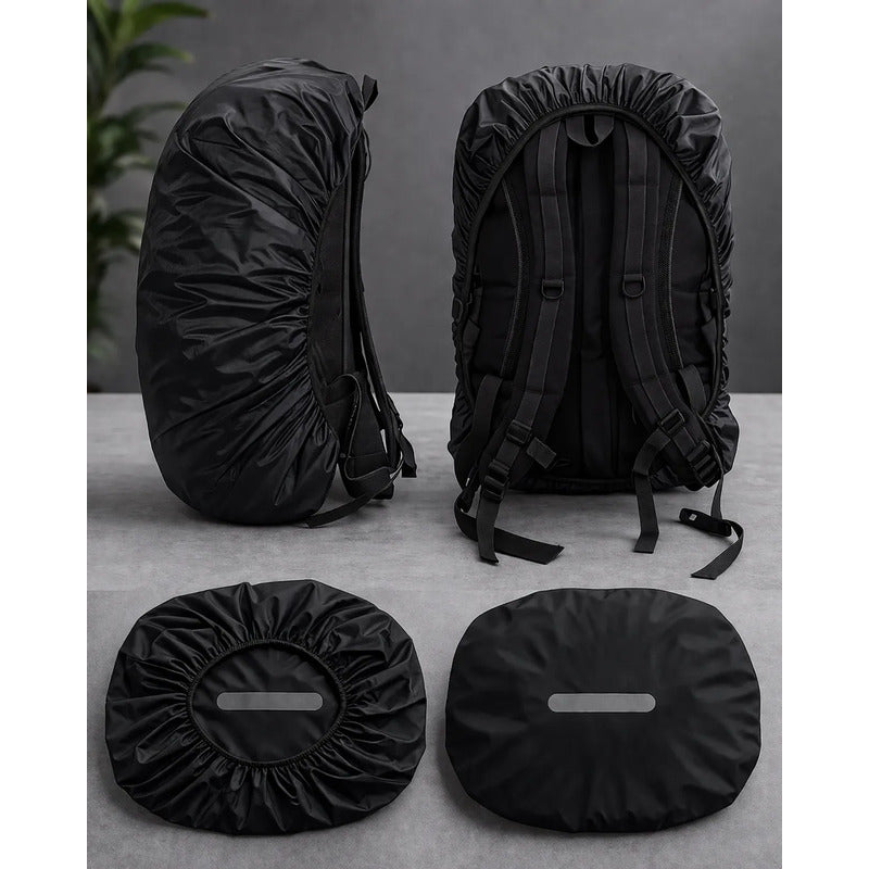 Funda Protectora Impermeable Para Mochila 35lts Reflectante Negro Liso
