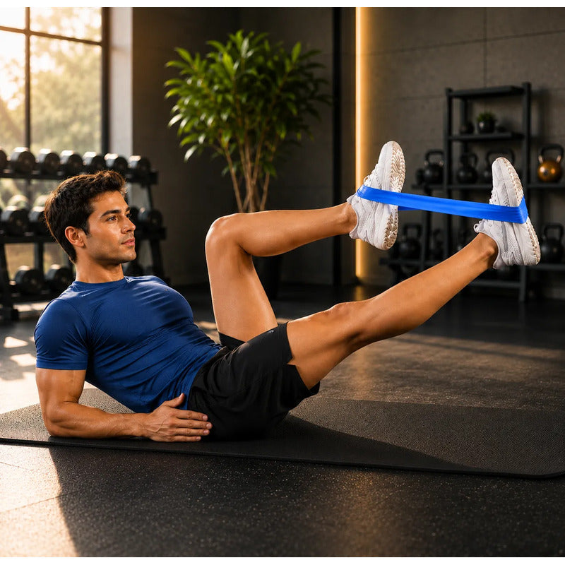 Set 5 Bandas Elásticas De Resistencia Fitness Con Bolso Azul