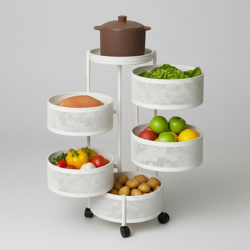 Carro Organizador 5 Estantes Con Ruedas Canastos Cocina Baño