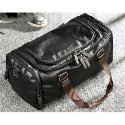 Bolso De Mano Eco Cuero Viaje Entrenamiento Hombre Moda Negro Lisa