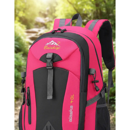 Mochila Deportiva Impermeable Reforzada Camping Trekking 40l Fucsia Liso