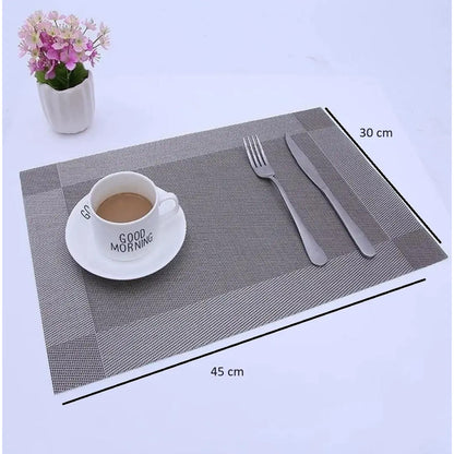 Mantel X4 Und Individual Mesa 45x30cm Antideslizante Plateado Lisa